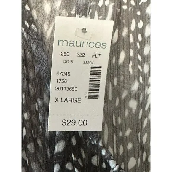 Maurices Sheer Top Gray Animal Print Elastic Waist Womens Size XL - Picture 4 of 4